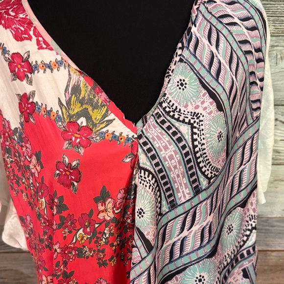 Free People Floral and Geometric Blouse - Pink and Black - Picture 2 of 4